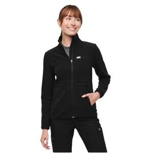 Womens Figs On Shift Black Fleece Jacket Nurse Work Doctor Size Small